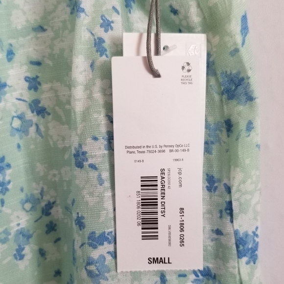 NWT Liz Claiborne Seagreen Ditzy Print Blouse Size Small - Picture 5 of 7